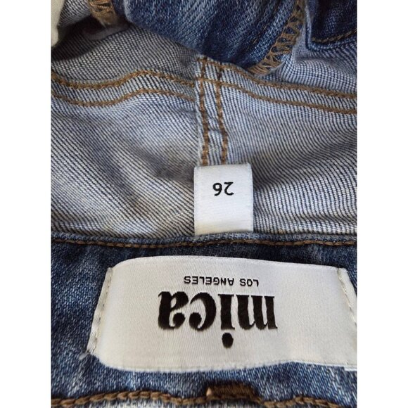 Mica Los Angeles Jeans Women's Straight Leg Raw Hem Pockets Blue Size 26 A001247 - Picture 4 of 11